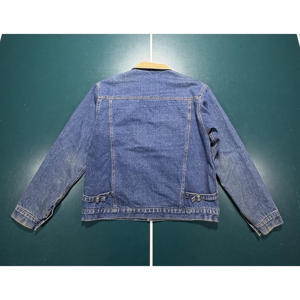 Vintage Denim Jacket Flannel-Lined Trucker Men's Medium Boxy Corduroy Collar 90s - Picture 16 of 16